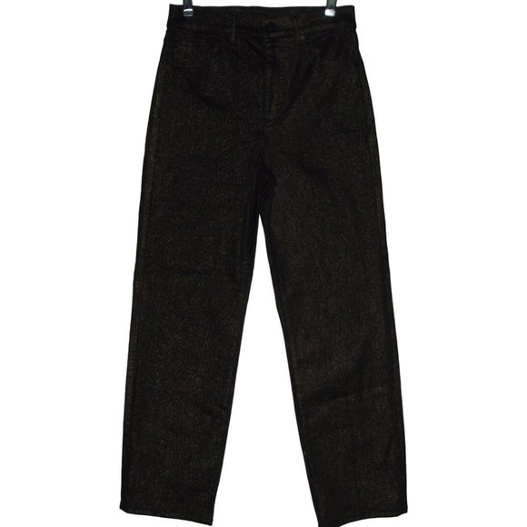 Express Metallic Jeans Womens 0 x26"Inseam Gold Shimmer Straight Super High Rise - Picture 3 of 10